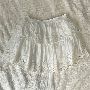 GAP White Bubble Mini Skirt with Tiered Ruffles